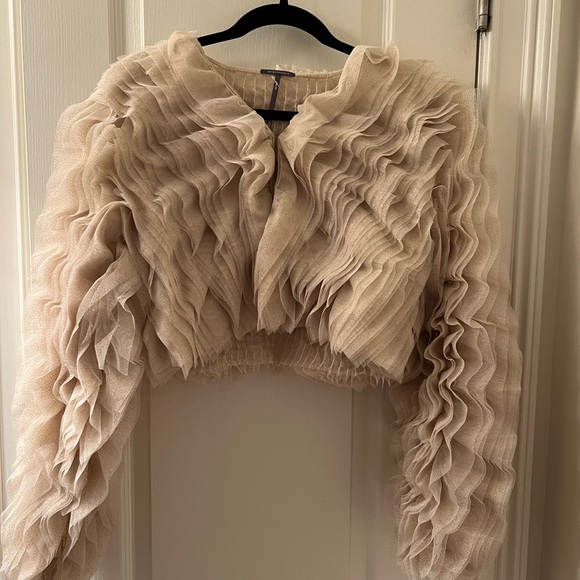Anthropologie Jackets & Blazers - Anthropologie Champagne Ruffled Blouse